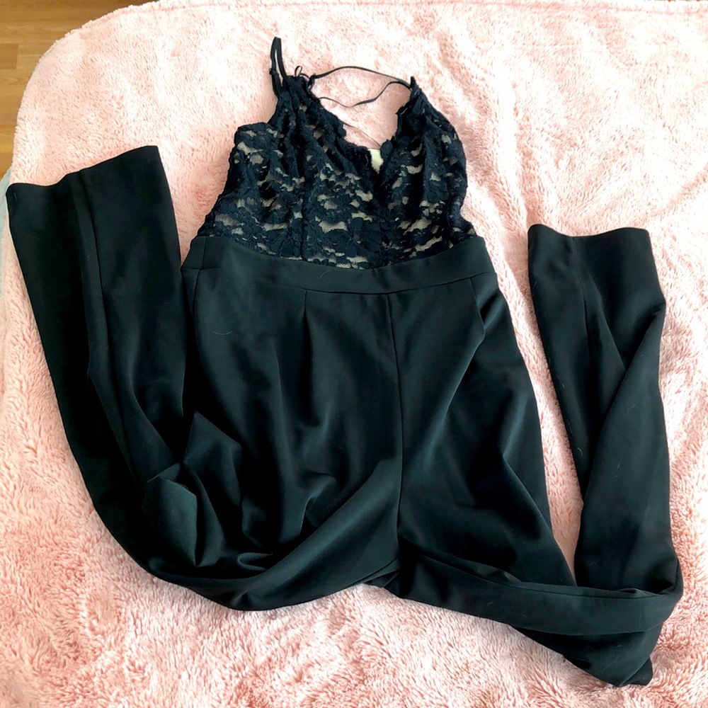 XS black lace express jumpsuit